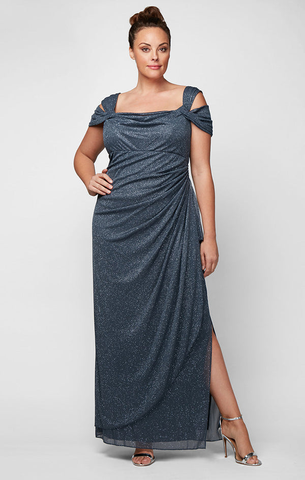 Plus Hannah Glitter Mesh Gown