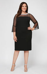 Plus Olivia Illusion Neck Crepe Dress