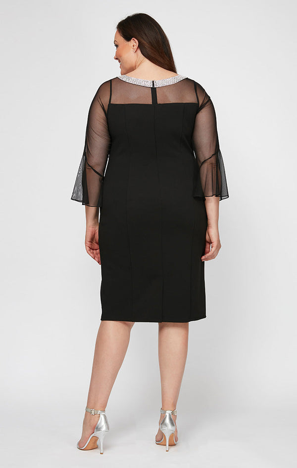Plus Olivia Illusion Neck Crepe Dress