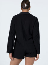 Kegan Long Sleeve Terry Romper Black
