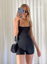 Club House One Piece Romper Black