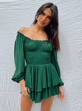 The Love Galore Long Sleeve Romper Green