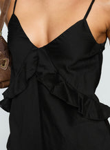Diamonds Dancing Ruffle Detail Playsuit Black