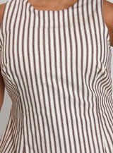 Yumiko Romper Brown Stripe Curve