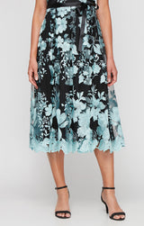 Regular - Sleeveless Embroidered Party Dress with Full Skirt & Satin Tie Belt