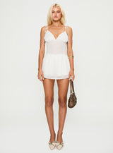 Guessing Game Ruched Romper White