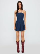 Fantastical Strapless Playsuit Dark Denim