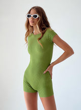 Emilio Short Sleeve Romper Green