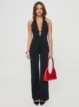 Rinaldi Plunge Neck Jumpsuit Black