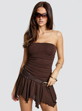 Minxie Strapless Romper Brown