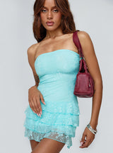 So Gorgeous Strapless Frill Playsuit Blue