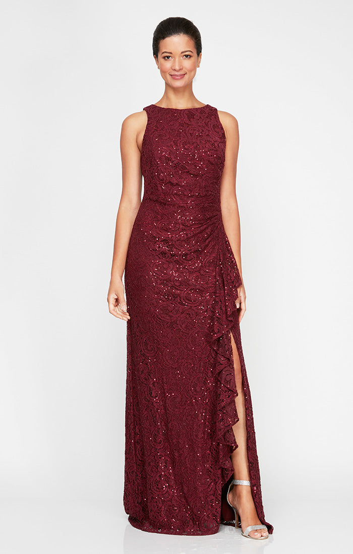 Petite Elaine Sleeveless Lace Gown