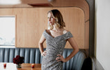 Plus - Off-the-Shoulder Corded Lace Long Gown with Sequin Detail