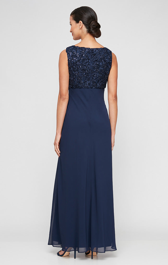 Petite Empire Waist Dress With Open Soutache Jacket
