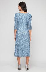 Regular - V-Neck Soutache Dress with Puff Shoulder Detail
