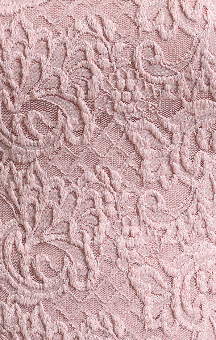 Petite - Stretch Lace Off the Shoulder Mock Dress with Scallop Neckline Detail & Chiffon Full Skirt