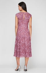 Plus Midi Lace Soutache Dress with Sweetheart Neckline