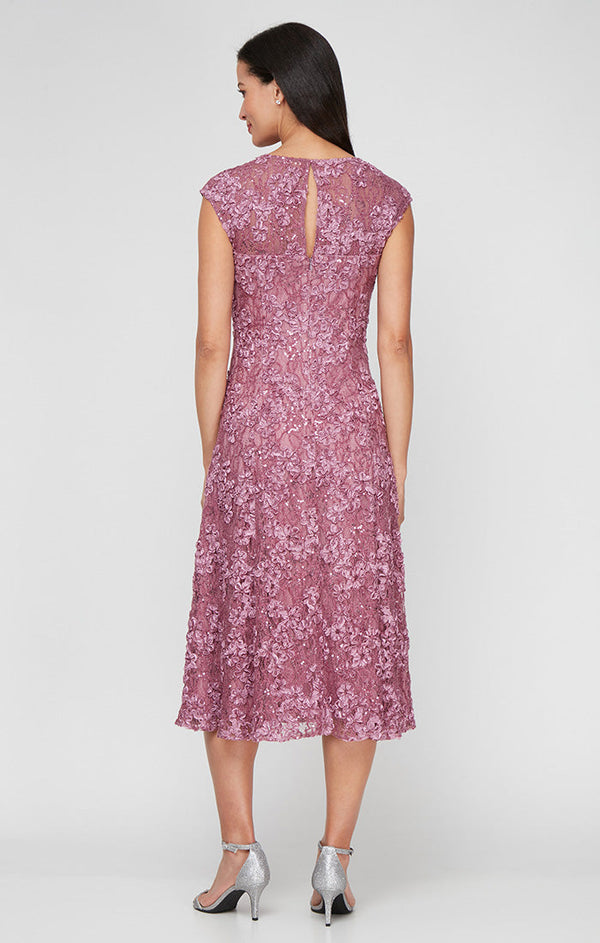 Plus Midi Lace Soutache Dress with Sweetheart Neckline
