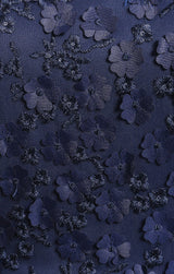 3-D Flower Party Dress with Illusion Neckline and Sleeves
