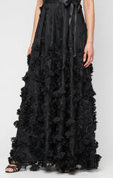 Long Sleeveless 3-D Flower A-Line Dress