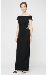 Off-the-Shoulder Metallic Knit Dress