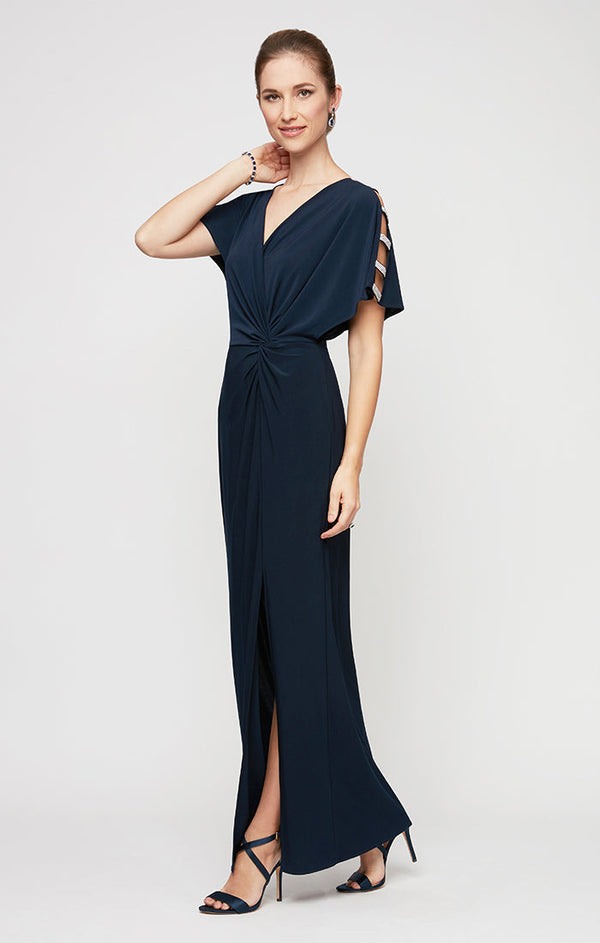 Petite Fiona Embellished Sleeve Jersey Dress