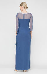 Petite - Long Matte Jersey Illusion with Embellished Neckline