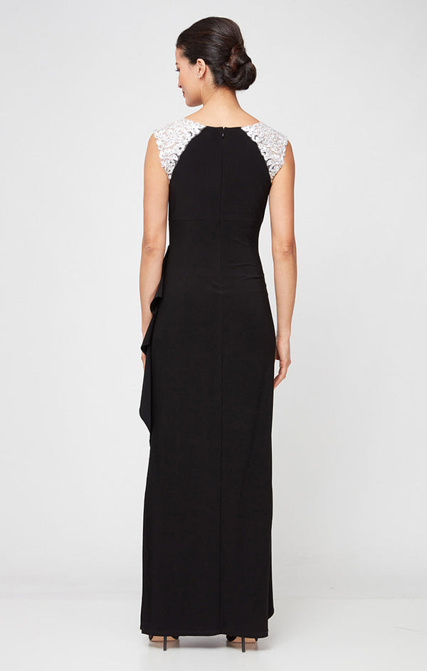 Sleeveless Matte Jersey Dress with Embroidered Shoulder Detail