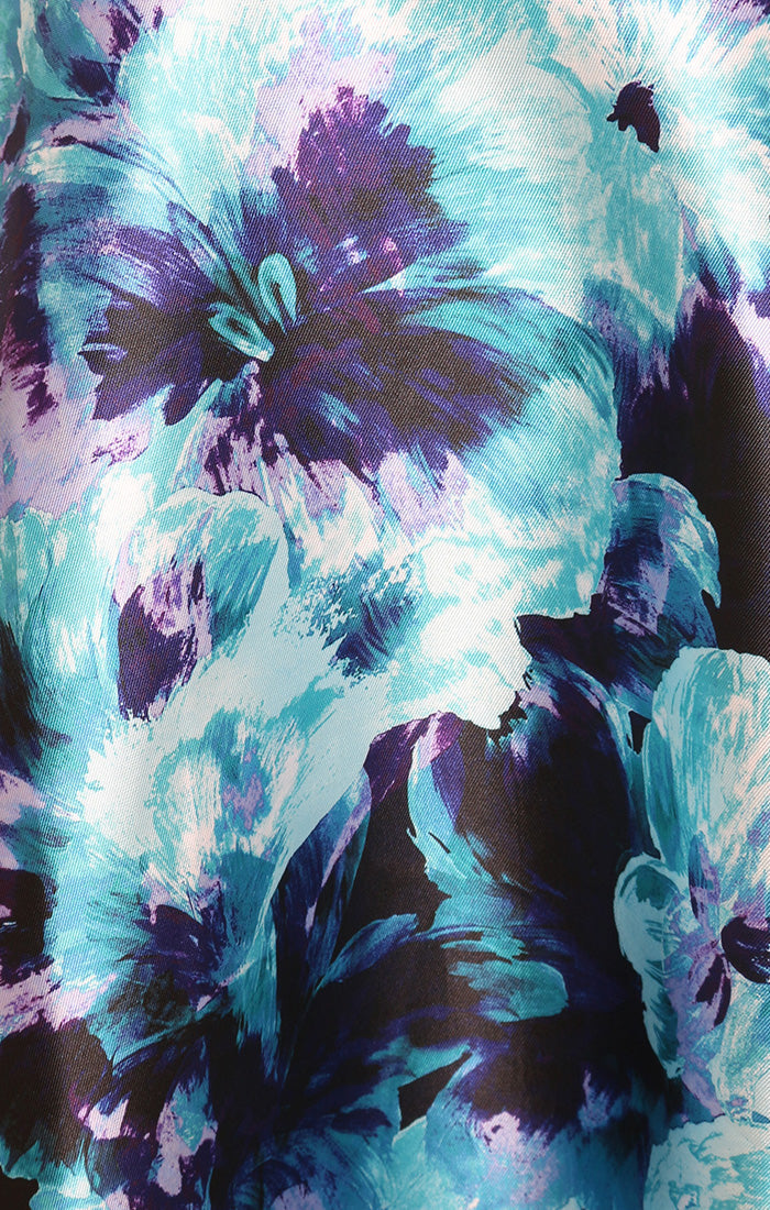 Midi Printed Mikado A-Line Dress