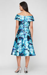 Plus Midi Printed Mikado A-Line Dress