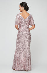 Caroline Flutter Sleeve Sequin Gown