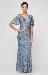 Caroline Flutter Sleeve Sequin Gown