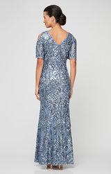 Caroline Flutter Sleeve Sequin Gown