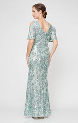 Caroline Flutter Sleeve Sequin Gown