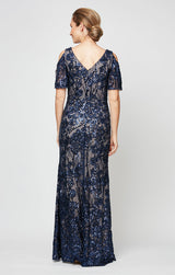 Caroline Flutter Sleeve Sequin Gown