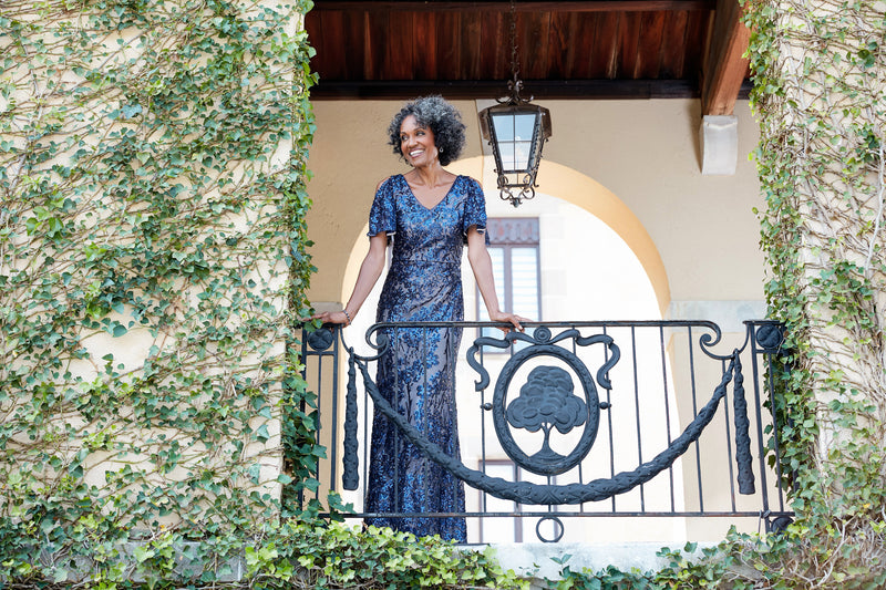 Caroline Flutter Sleeve Sequin Gown