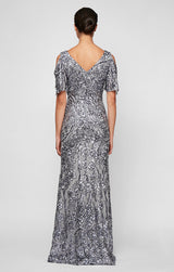 Caroline Flutter Sleeve Sequin Gown