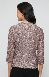 3/4 Sleeve Soutache Lace Blouse with Square Neckline