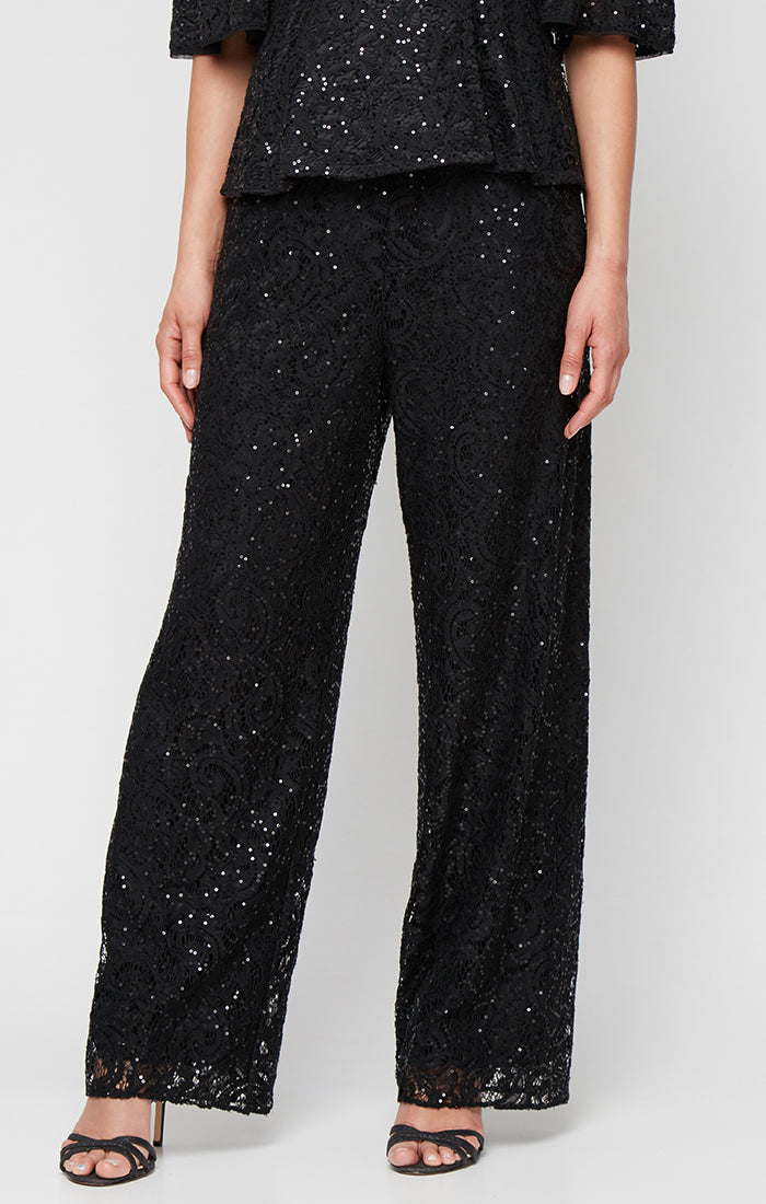 Sequin Lace Wide Leg Pant