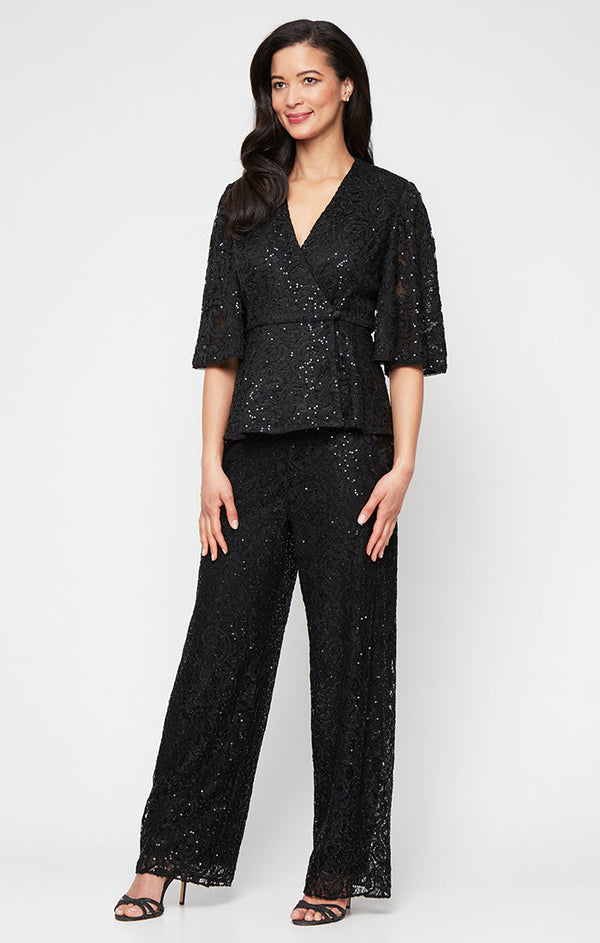 Sequin Lace Wide Leg Pant