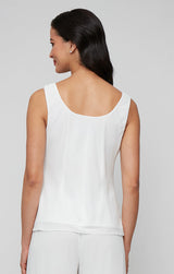 3/4 Sleeve Embroidered Twinset with Square Neck Chiffon Tank and Embellished Closure Jacket