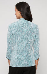 Plus Printed Mandarin Neck Glitter Knit Twinset with Scoop Neck Tank and Satin Piping Detail