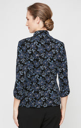 Regular - 3/4 Sleeve Printed Mandarin Neck Glitter Knit Twinset with Scoop Neck Tank and Hook Neck Closure Jacket