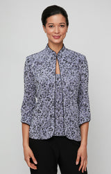 Plus Printed Glitter Twinset with Scoop Neck Tank & Mandarin Neck Jacket