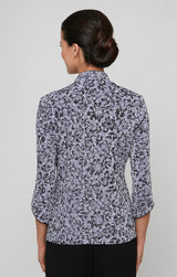 Plus Printed Glitter Twinset with Scoop Neck Tank & Mandarin Neck Jacket