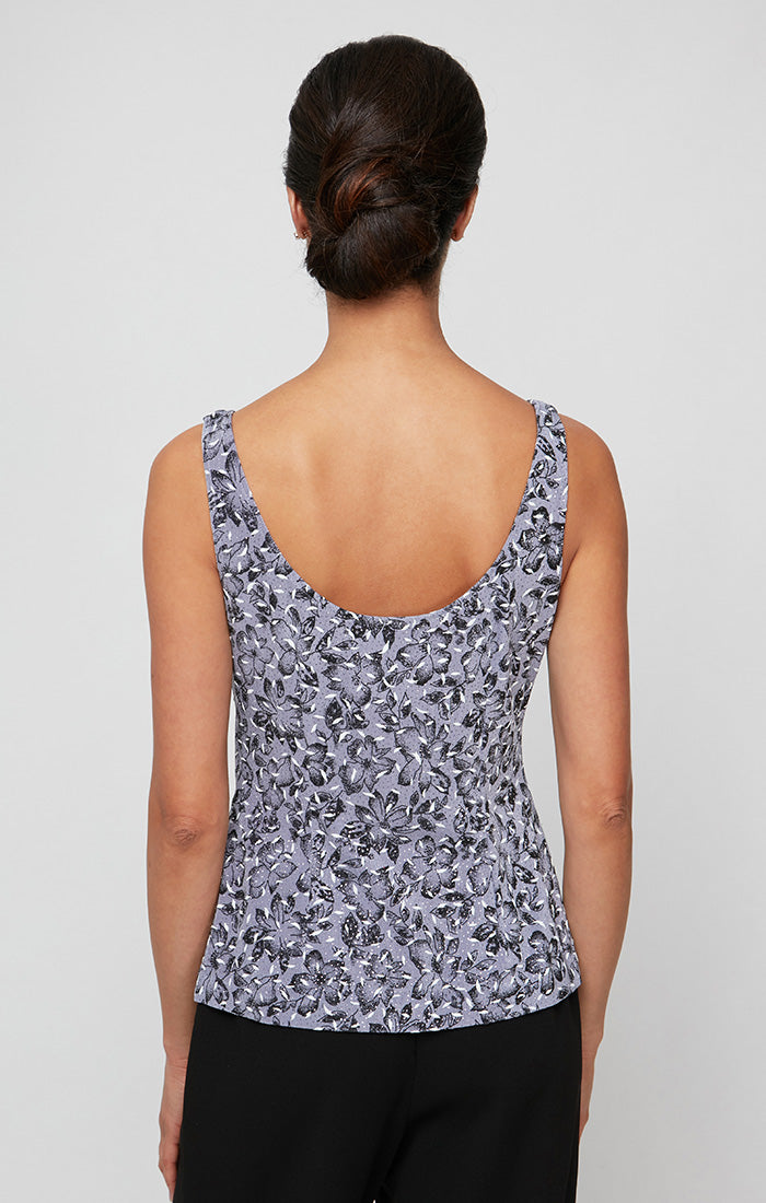 Plus Printed Glitter Twinset with Scoop Neck Tank & Mandarin Neck Jacket