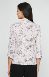 Regular - 3/4 Sleeve Printed Textured Jacquard Knit Twinset with Mandarin Neck Jacket and Scoop Neck Tank