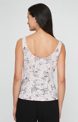 Regular - 3/4 Sleeve Printed Textured Jacquard Knit Twinset with Mandarin Neck Jacket and Scoop Neck Tank
