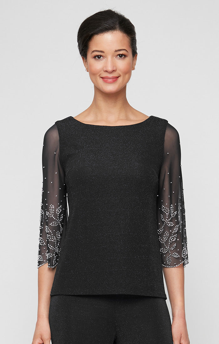 3/4 Sleeve Blouse With Illusion Heat Set Sleeves
