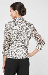 Petite 3/4 Sleeve Printed Side Closure Blouse with Collar